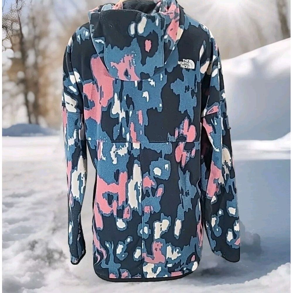 The North Face Glacier Pullover Fleece Hoodie Blue/Pink Abstract Print S P - Picture 4 of 16